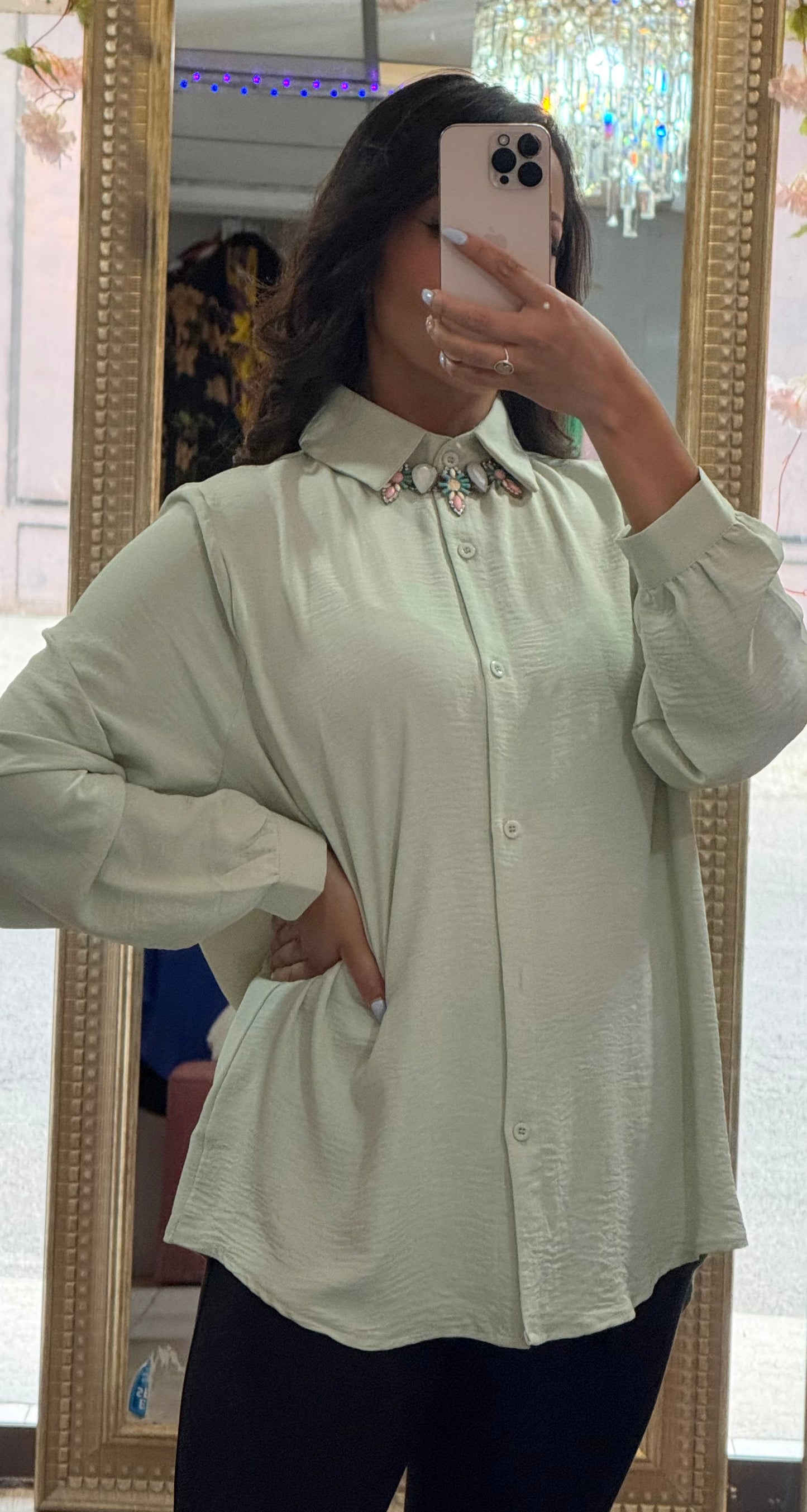 Blusa lino manga larga