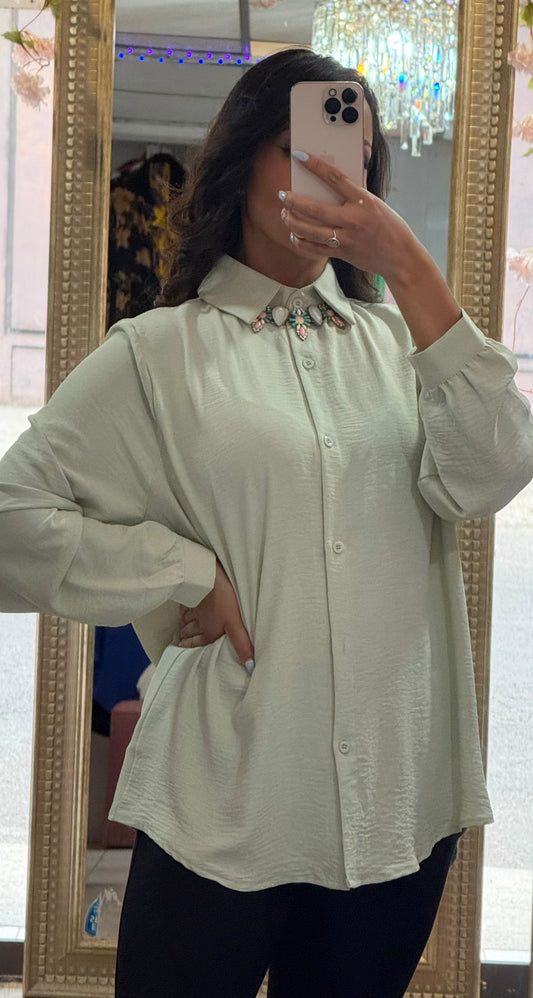 Blusa lino manga larga