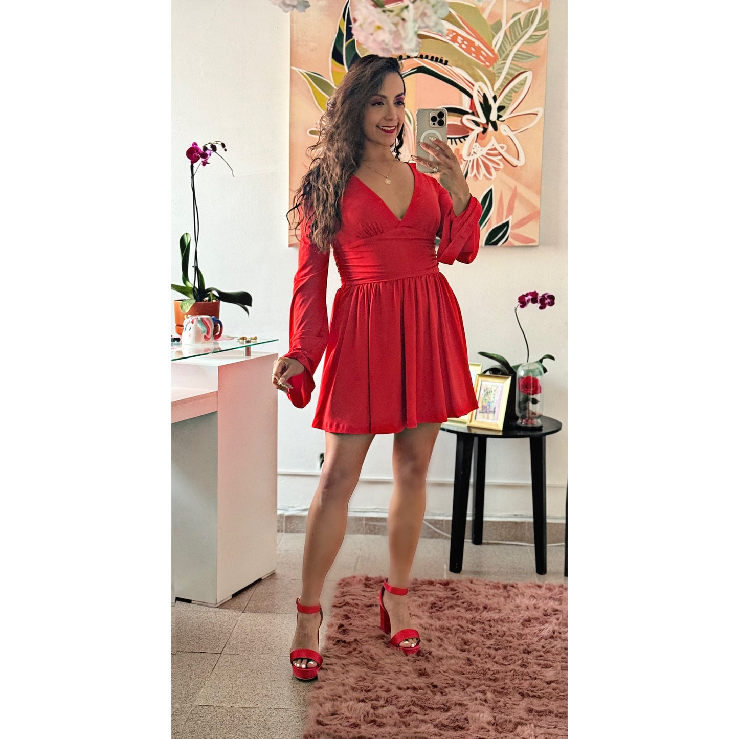 Vestido Rojo Cuello V