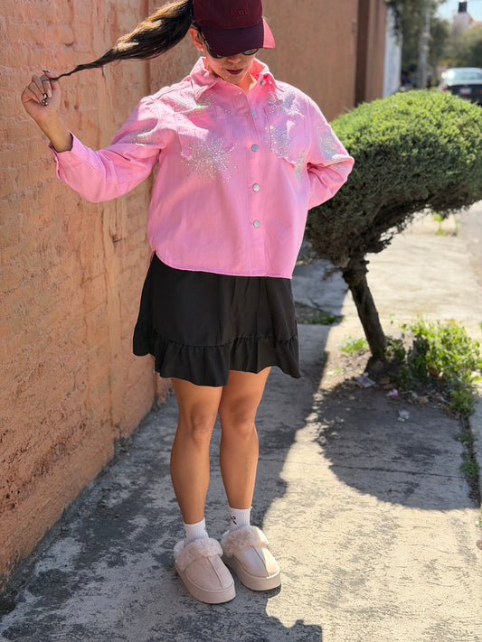 Falda negra con holan