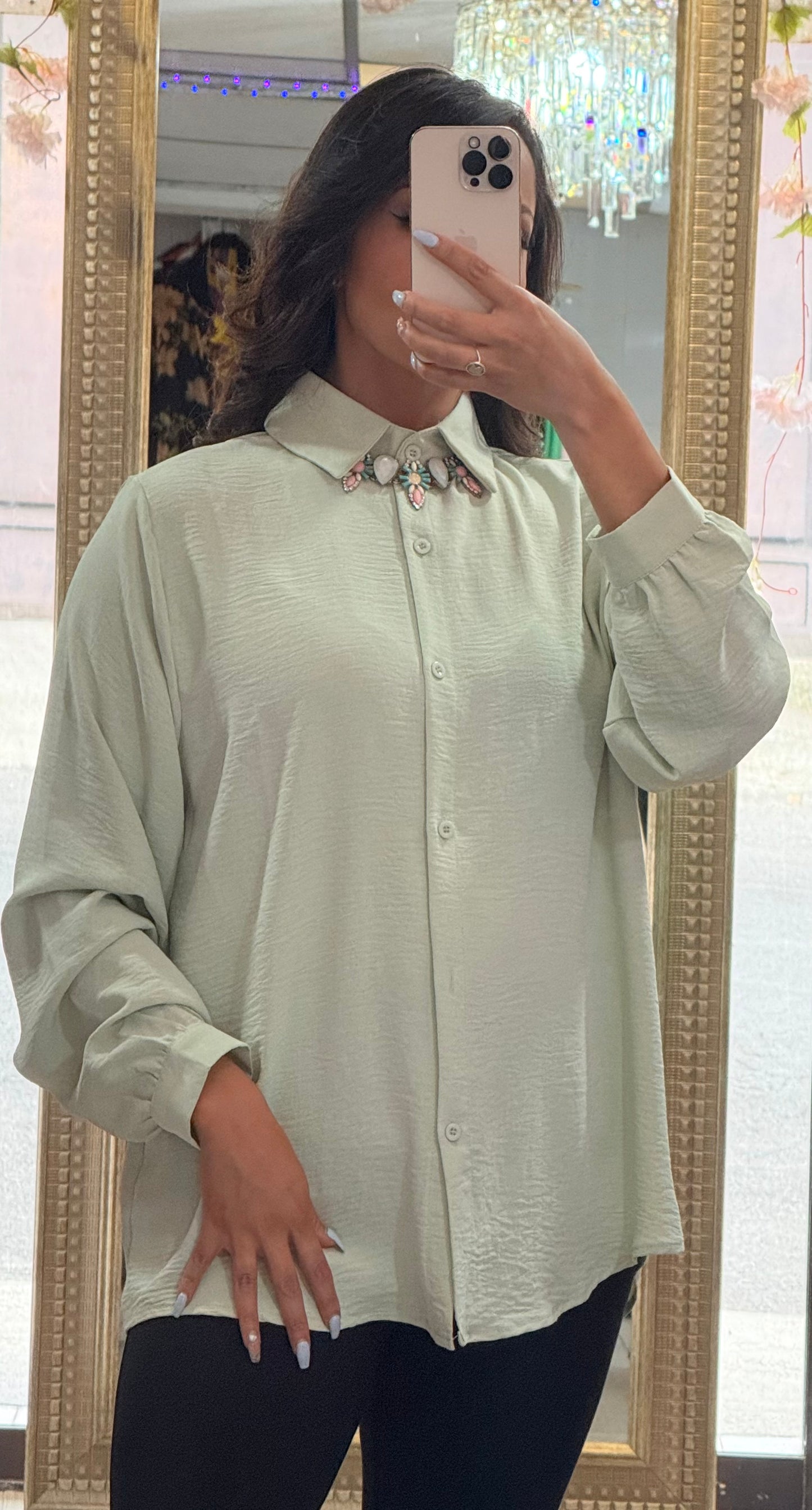 Blusa lino manga larga