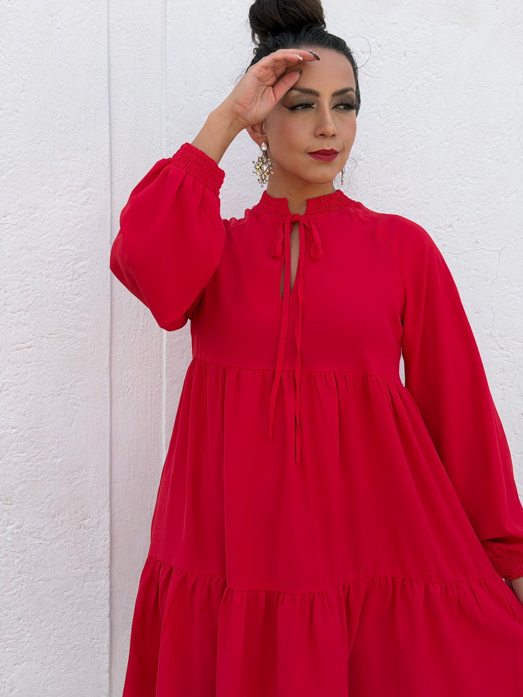 Vestido suelto con resorte en puños