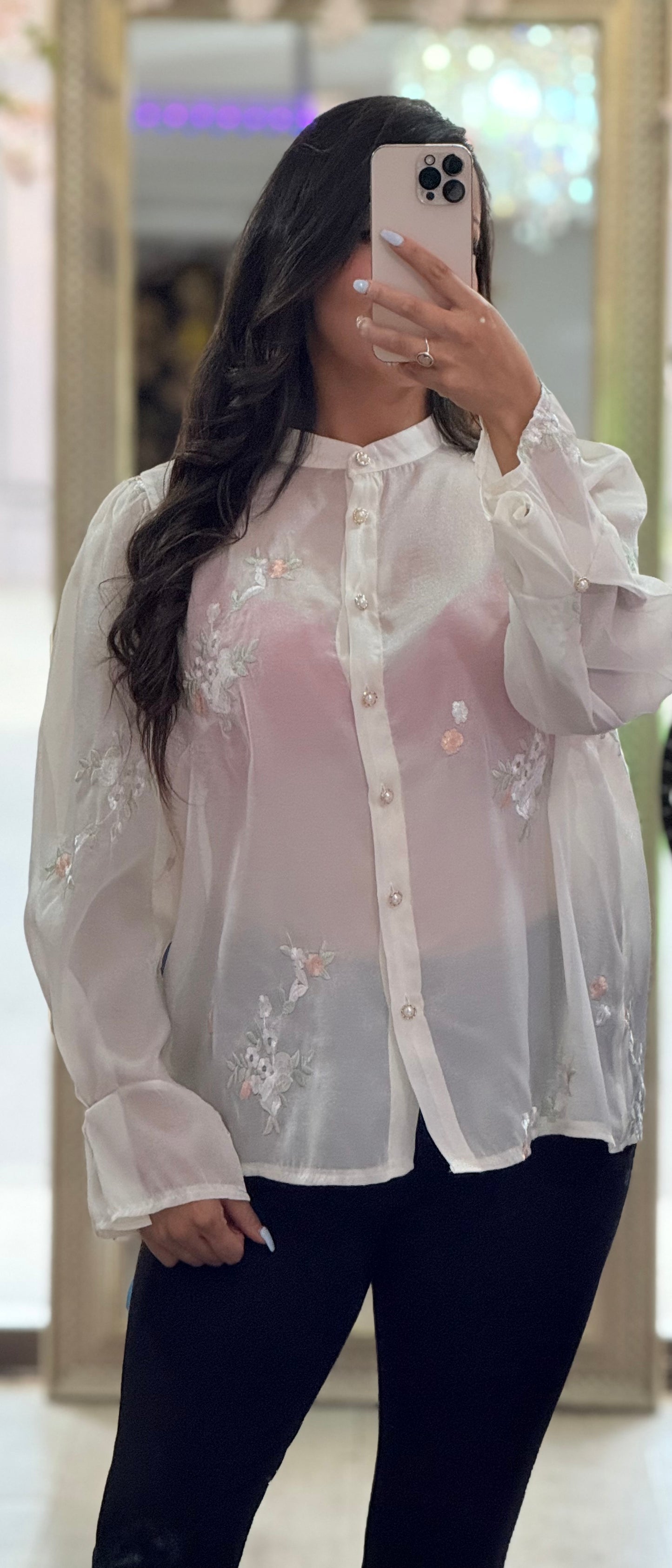 Blusa mujer elegante bordada