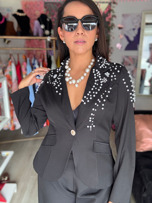 Blazer estampado brillos