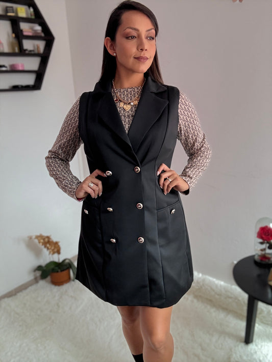 Vestido/Saco botones dorados