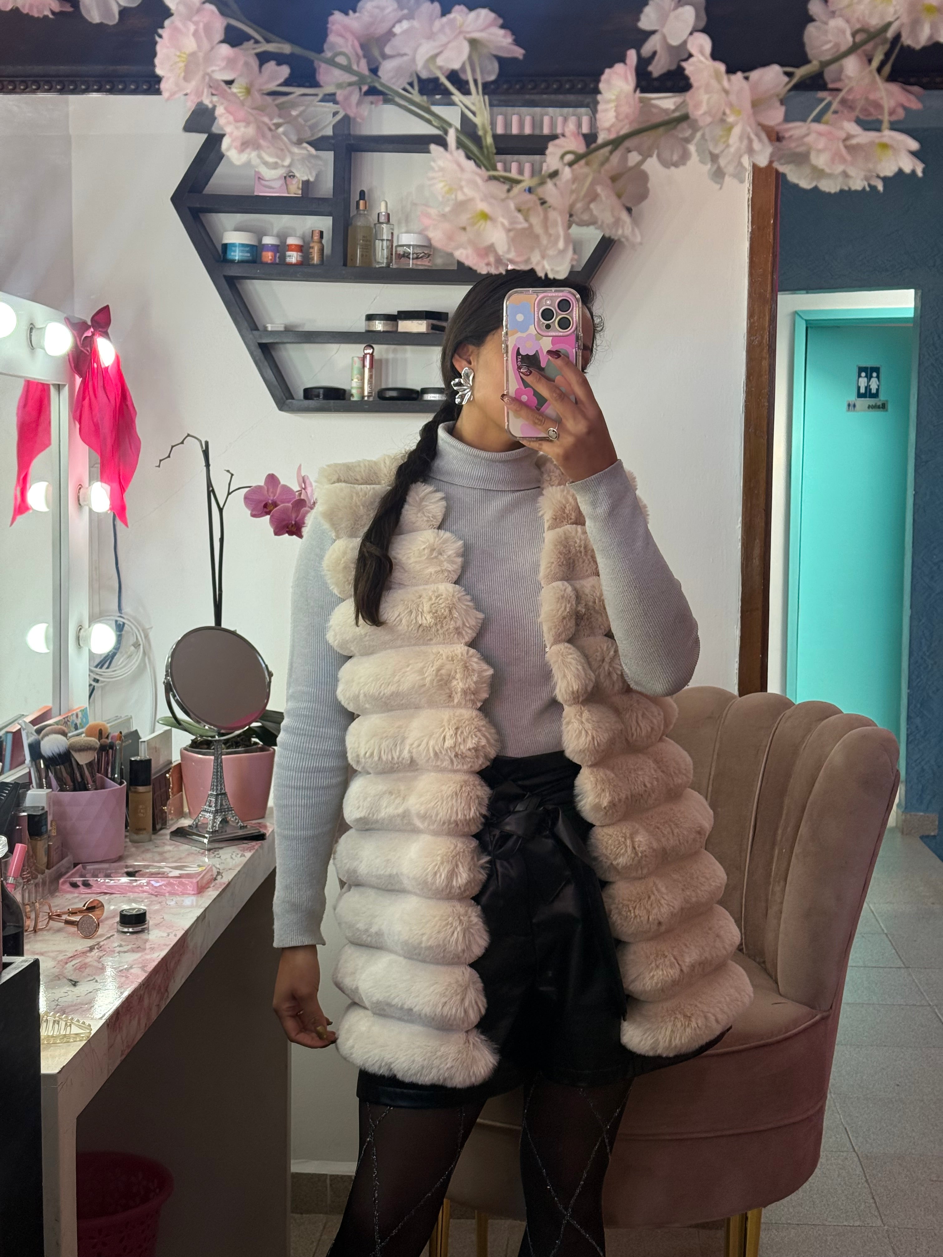 Chaleco peludo largo