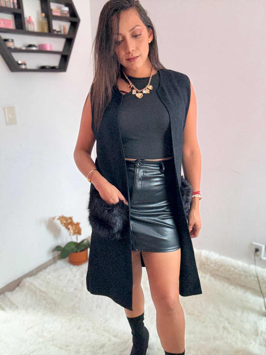 Chaleco con peluche en bolsas