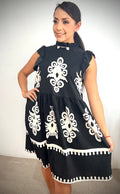 Vestido corto sin mangas estampado Talavera