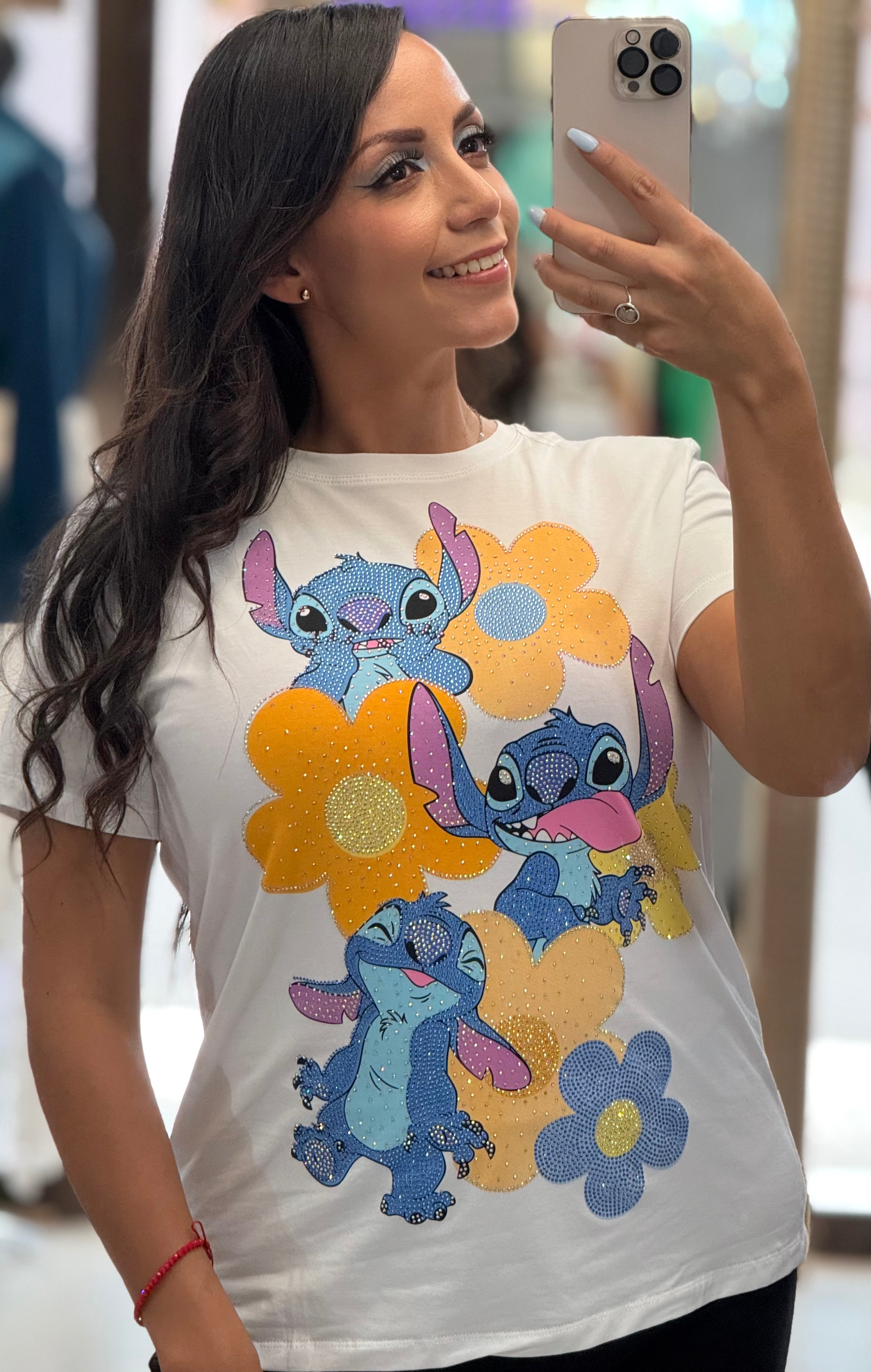 Playera con brillitos de Stitch