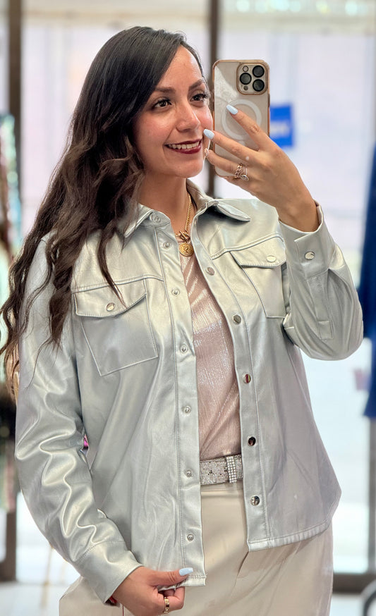 Chamarra con efecto metalizado