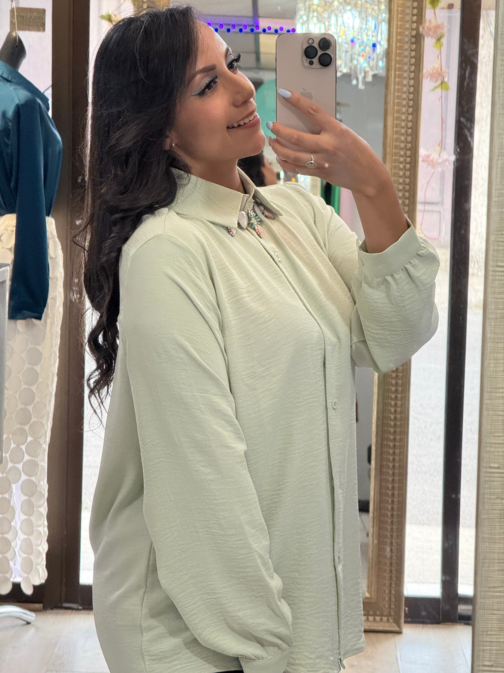 Blusa lino manga larga