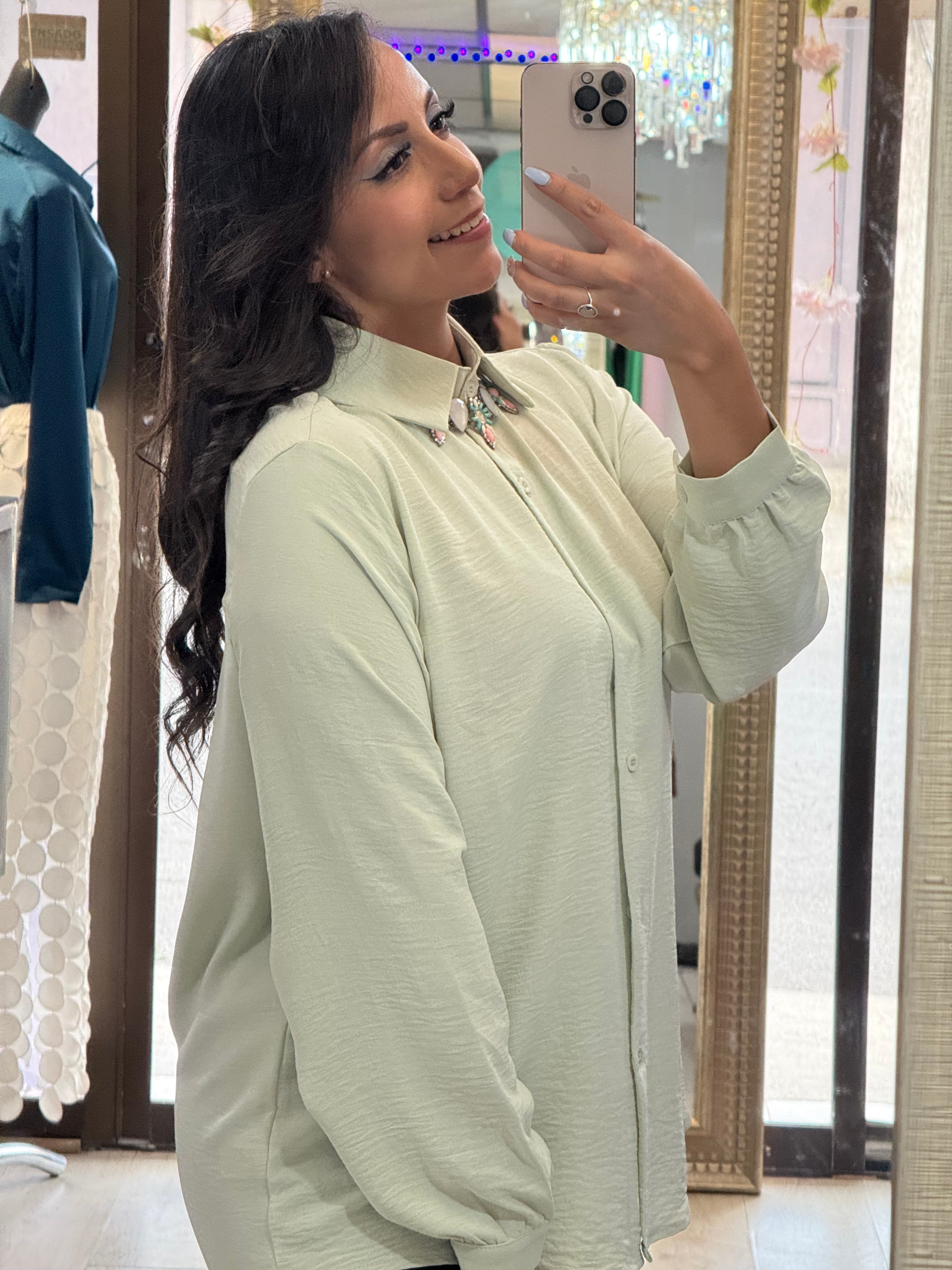 Blusa lino manga larga