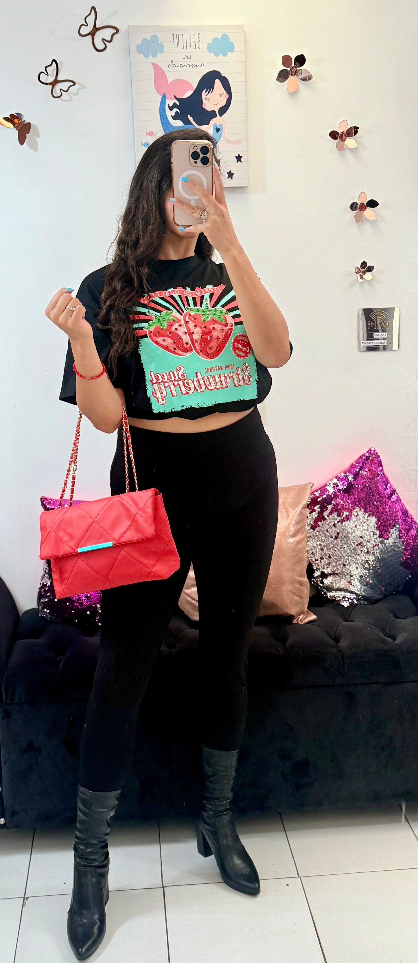 Bolsito de hombro rojo