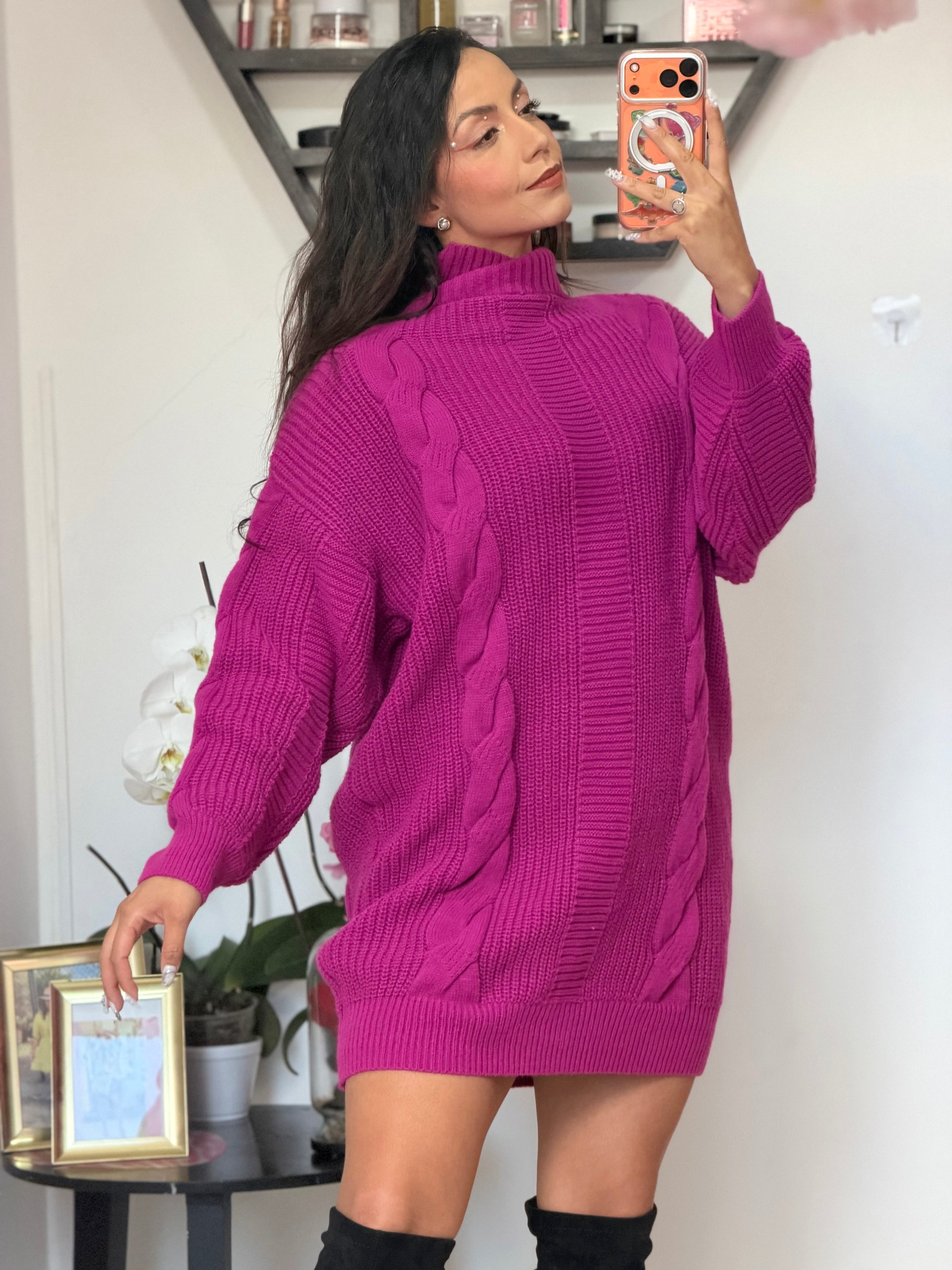 Suéter largo con cuello alto