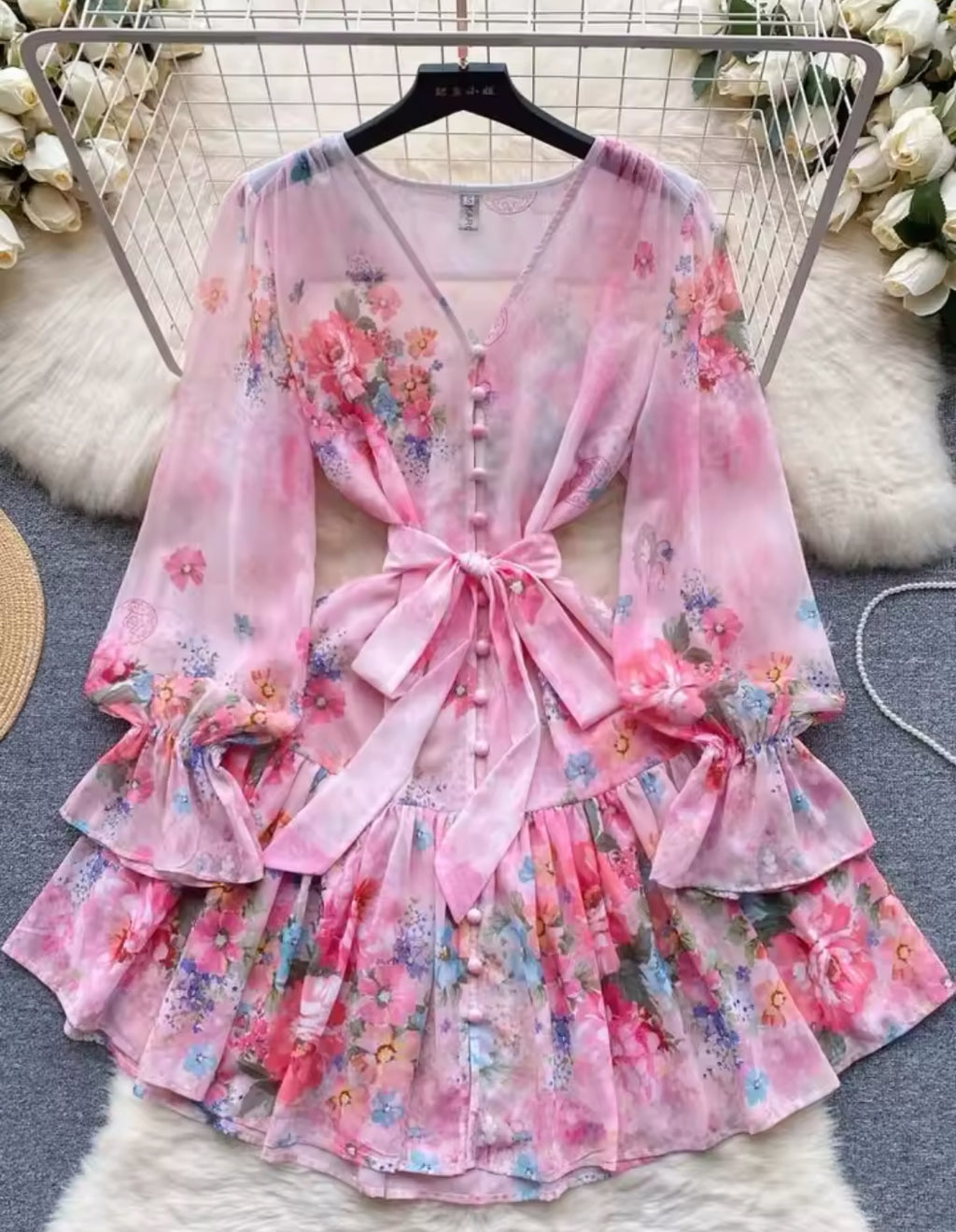 Vestido de gasa con flores