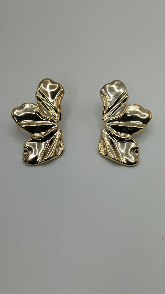 Pendientes elegantes con forma de media flor, pétalo irregular minimalista